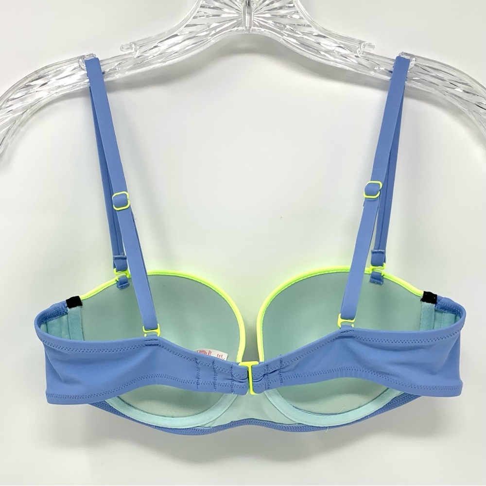 Victoria's Secret Blue / highlighted Yellow Colorblock Bra Bikini Top size 36 C - Picture 5 of 9